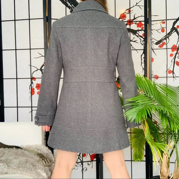 Kenneth Cole Wool Classy Button Down Dress Pea Coat Single Breasted Gray 12 - Picture 5 of 16